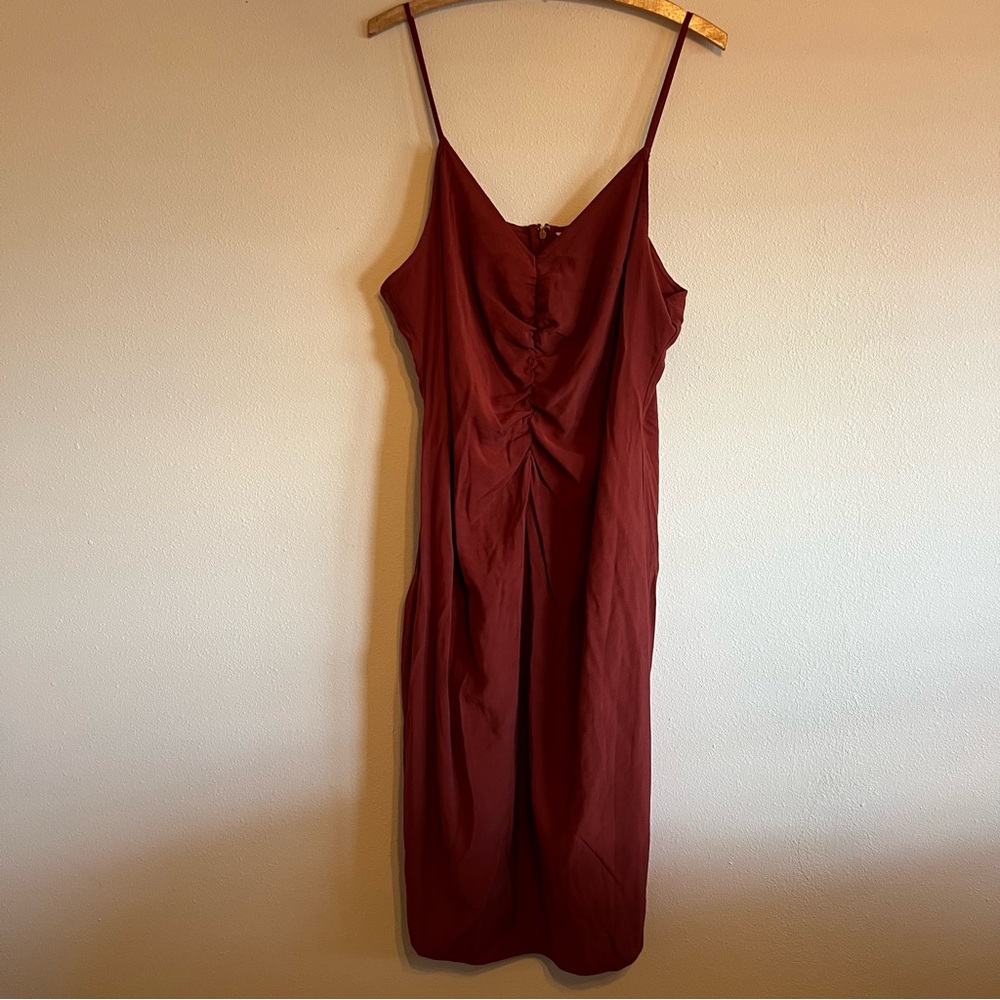 Nine West Rust Ruched Front Strappy Midi Dress NWT XL